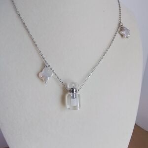 Perfume Bottle Neckkace With Pearls